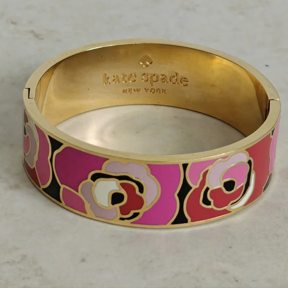 Kate Spade Budding Genius Gold & Pink Floral Bangle - Picture 6 of 13